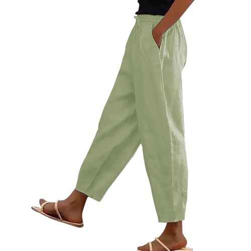 Women's High Waisted Straight Leg Pants Stretchy Business Casual Beach Pants Plus Size Work Trousers with Pockets
