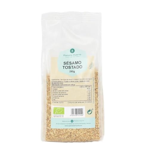 PLANETA HUERTO | Sésamo Tostado Ecológico – Semillas Nutritivas Ricas en Vitaminas y Minerales, Ideal para Ensaladas y Tahini, Bolsa de 250 g