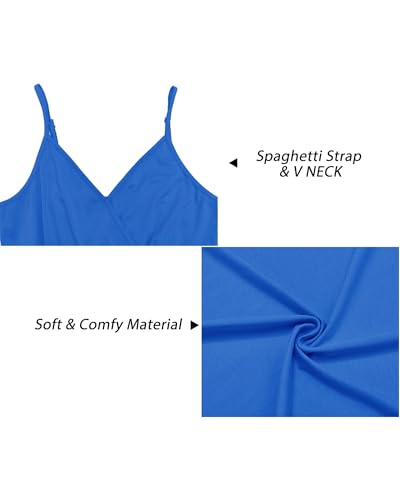 Image of Newshows Women's 2026 Spring Summer Maxi Dress Oversized Boho V Neck Spaghetti Strap Casuales Beachy Vacation Outfits Long Midi Dresses Trendy(Cerulean Blue, S)