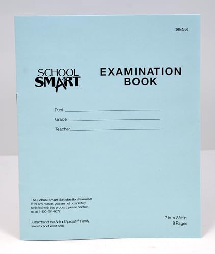 School Smart Examination Blue Book with 8 Pages, 7 x 8-1/2 Inches, Pack of 100 Books