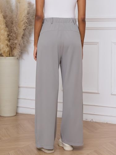 M MOTEEPI Women's Wide Leg Waffle Knit Pants with Pockets 29" Inseam Ladies Slacks for Dressy Casual,Business, Work, Lounge2