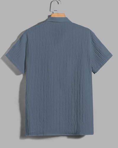 Image of Men's Relaxed Fit Striped Short Sleeve Button-Down Casual Shirt