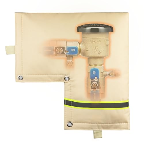 Outdoor Backflow Preventer Cover, Pipe Insulated Pouch for Freeze Protection, Winter Thicken Fabric Sprinkler Valve Insulation Cover for Outside Irrigation Pipe & Water Well Pump (Beige, 14 W X 13...