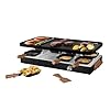 Boska Raclette Party – Appareil à raclette pour 8 personnes – Sans PFAS – Plaque en céramique – Poignées en bois de hêtre – Plaque en aluminium réversible – Noir