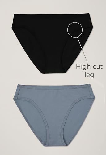 Image of Pact Women's Organic Cotton Bikini Underwear, Classic Fit Panties with High Cut Leg