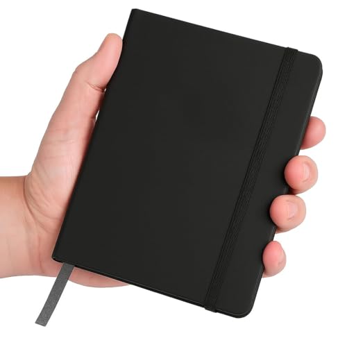 Image of AccuPrints Pack of 3 A6 Hard Bound Diary Size 6 x 4.2 inches with 160 Pages | Notebook Diary with Elastic Lock PU Leather Pocket Diary for Office (Black)