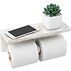 White Toilet Paper Holder with Shelf New Upgrade Double Toilet Paper Holder with Storage Marble Roll Toilet Paper Wall Mount for Bathroom Washroom
