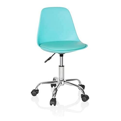 hjh OFFICE 742015 Silla Giratoria para Niños Fancy II Piel sintética Turquesa, Sillas de Escritorio Infantiles, Ajustable en Altura, Silla Juvenil