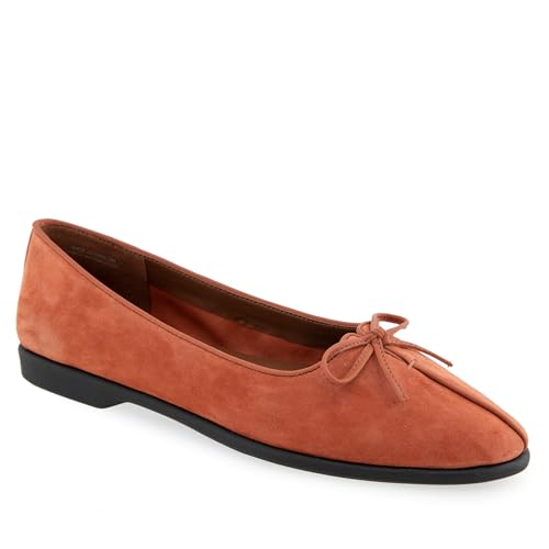 Aerosoles Women's Novia Ballet Flat, Rust Suede, 12W2