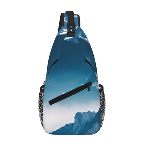 Bolsa de pecho cruzada elegante con paisaje de montañas mochila diagonal