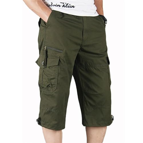 Bermudas Hommes Eté Bermudas Multi Poches Coton Couleur Unie- Camouflage Combat Cargo Bermudas