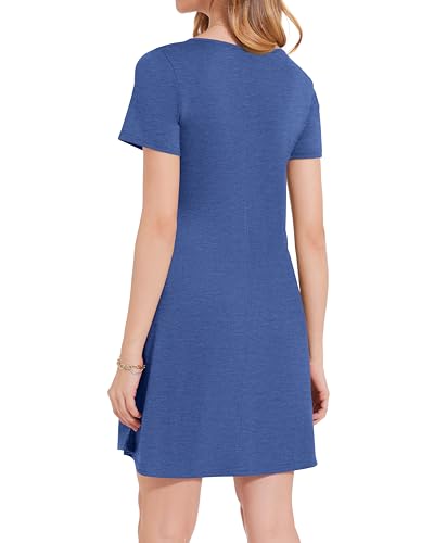 Image of JOLIGAL Summer Dresses for Women Casual Short Sleeve Sundress Scoop Neck Beach T Shirt Dress with Pockets 2026