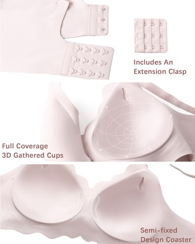 Image of Seamless Jelly Bras for Women No Underwire Push Up Bra Full Coverage V-Neck Wirefree Bralettes Soft T-Shirt Bra