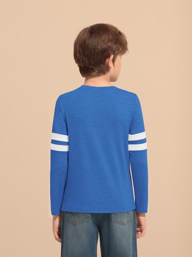 Image of Haloumoning Boys Long Sleeve Shirts Kids Crewneck T Shirts Casual Striped Tops Tees 5-14 Years