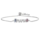 Women Fashion Charm Bracelet Crystal Novelty Link Bracelet for Mother's Day (Silver)