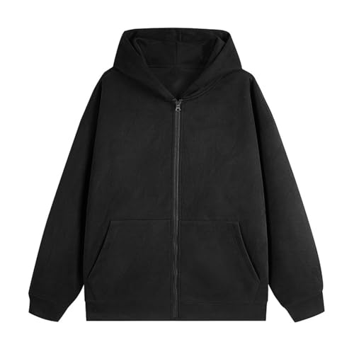 Generic Male Autumn And Winter Hooded Sweatshirt Solid Color Suede Zipper Large Size Long Sleeve Mens Hooded Sweatshirt