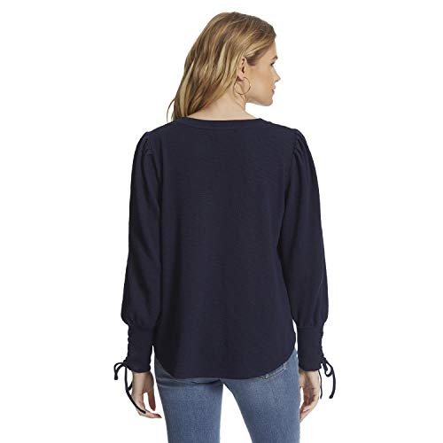 Jessica Simpson Women's Mercer Lace Up Sleeve Top, Maritime Blue, Small #TOP2