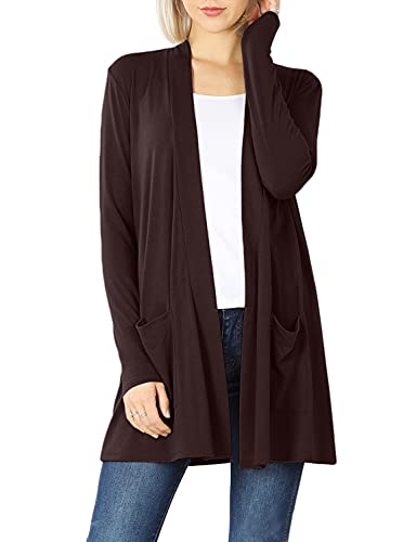 Image of Women's Open Front Cardigan Long Sleeve with Pockets Casual Outwear