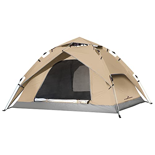 PYKES PEAK (パイクスピーク) テント 1人用 2人用 ワンタッチテント 【10秒設営/UVカット率99%】 キャンプ テント ソロ ワンタッチ サンシェード 防災 UVカット率99% 耐水圧2000mm ソロキャンプ 公園 ピクニック 防災 (サンドカーキ)