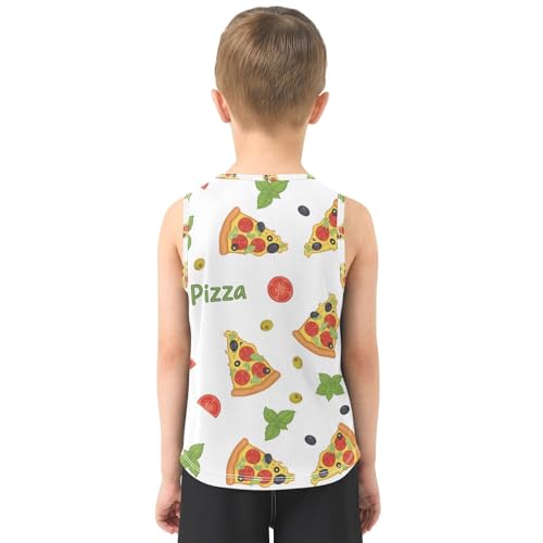 J JOYSAY Cartoon Tomato Pizza Boys Tank Top Sleeveless Muscle Shirts Quick Dry Active Sport Workout Kids T-Shirts 3-15T3