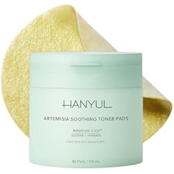 HANYUL Artemisia Soothing Toner Pads with Centella Asiatica & Hyaluronic Acid | Hydrating & Soothing Pre-Makeup Korean Toner Pads to Calm Visible Redness | For All Skin Types | 60 Pads