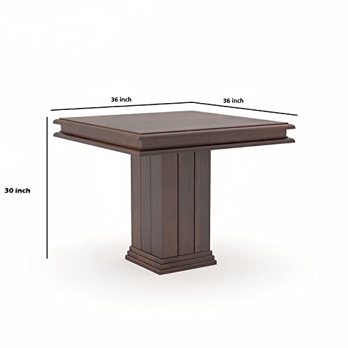 Image of Loonart Solid Sheesham Wood 4-Seater Dining Table Set with Pillar Base |Handcrafted Wooden Dining Furniture with Walnut Finish |Compact Dining Set for Home| Kitchen Or Apartment Use|
