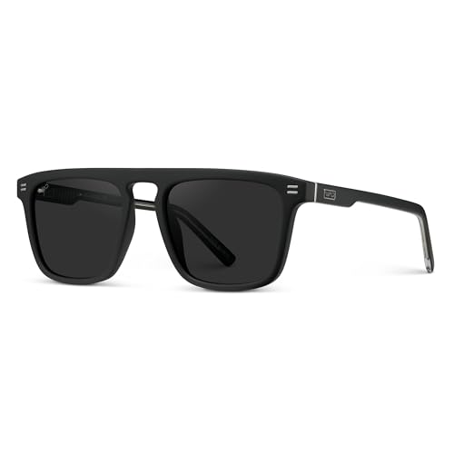 WMP Eyewear - Men's Polarized Bold Geometric Flat Top, Key Hole Design, Acetate Frame Sunglasses3