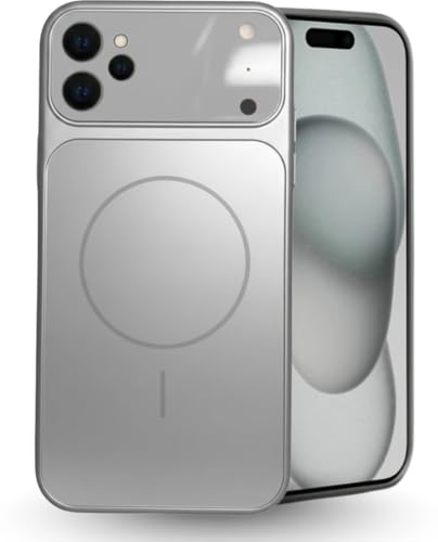 Image of for iPhone 12 |Convert to 17 pro /17 Pro Max Style Premium Back Glass Magsafe Wireless Charge Converter Cover Magnetic Case for iPhone 12 |Convert to 17 pro /17 Pro Max (Silver)