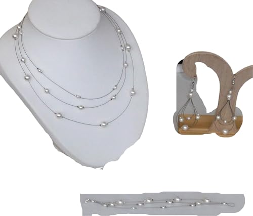Bijoux mariage sans fausse note avec la parure mariée 3 rangs blanche n°2