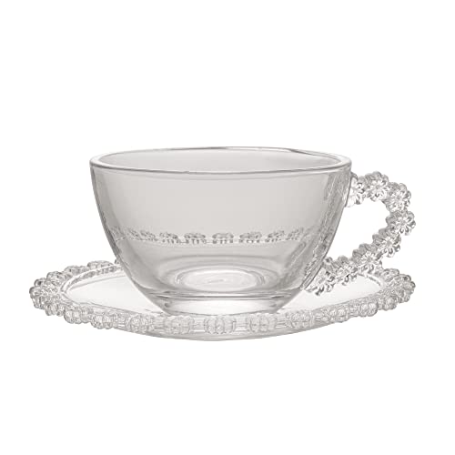 Wolff Daisy Conjunto de Xícaras para Chá com Pires de Cristal 4 Peças, Transparente, 170 ml
