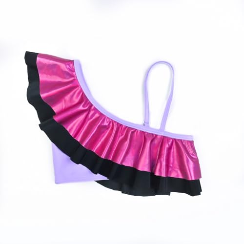 CHILDRENSTAR Girls Bikinis Set Metallic 2 Pieces Swimsuit Cute Ruffles Solid Color Block Bathing Suits with Hairbands3