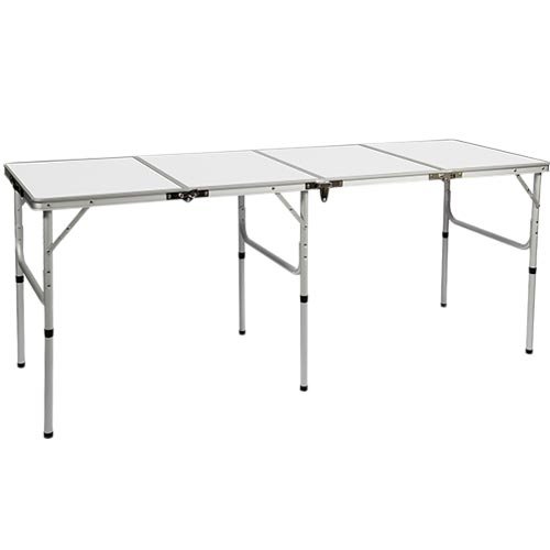 [クイックキャンプ] アウトドア 折りたたみテーブル ロング 180×60cm ホワイト QC-4FT180 四つ折り 軽量 折り畳みテーブル イベント