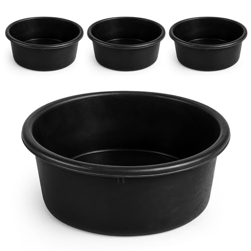 MAQUITA 4 x Gummi-Futterpfanne, Allzweck-Futtereimer, 4 l, Gummischüssel, Huhn, Staubbad, Nutztiere, Wassernapf für Schwein, Ziege, Huhn, Hunde, Bauernhof, Kleintiere (27,7 x 10,4 cm)