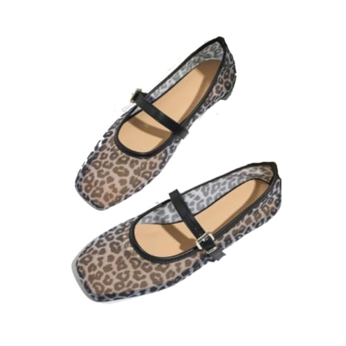 Women's Fashionable Leopard Print Mary Jane Flats, Casual Comfortable Breathable Square Toe Flat Shoes, Lightweight Comfortable Shoes for Daily Wear, Girl