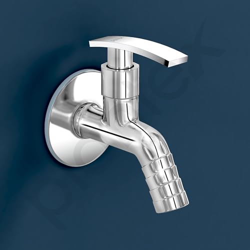 Image of Plantex Single Lever Body Bib Cock Water Tap with Water Saving Nozzle and Brass Spindle /Washing Machine Tap with Wall Flange and Teflon Tape- Pack of 2 (1206-Chrome)