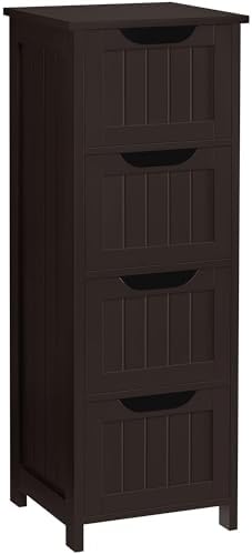 Yaheetech Bathroom Floor Cabinet, Wooden Side Storage Organizer, ...