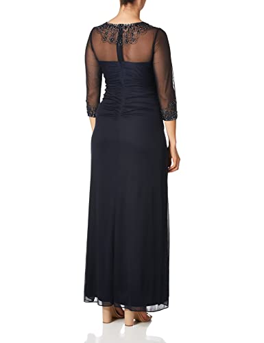 Alex Evenings Women's Long A-Line Sweetheart Neck Dress (Petite And Regular Sizes), Dark Navy, 14P #TOP2