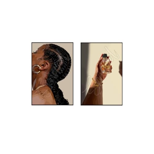 Smard ART Black Art Wall Decor - Set Of 2 Inner Peace Pictures For Black Women, Neutral Beautiful Living Room/Bedroom & Bathroom Prints, Culture Love Decorations (Unframed) (11x14)