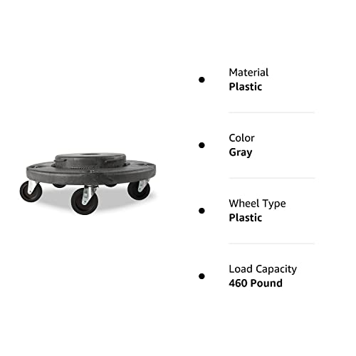 Ardour Van Trash Can Dolly Heavy-Duty Plastic 5 Caster, 18" Gray #TOP7