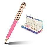 MCNTEIK Luxury Gel Pen, Top Set With 8mm Brilliant Diamond,Vibrant Pink Pen Body,Attractive Rose Real Gold Finish, Black Refill,Elegant Gift Pen For Women, Executive, Fancy, Nice Pens