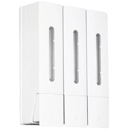 3-in-1 ソープディスペンサー 壁掛け式 3チャンバー ドリル不要 シャンプー&コンディショナー バスルーム 自宅用 ホテル用 (白)