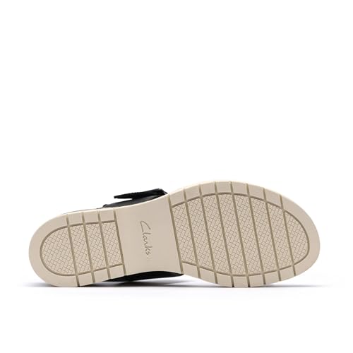 Clarks Women's Modern Casuals Wedge Sandal, Black Combi Leather, 7 Wide by Clarks - Used condition - Image 4