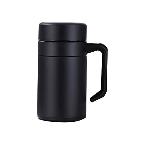 YTFG Water Cup, Stainless Steel, 304 Stainless Steel Thermos Men'S Large Capacity Office Water Cup Household With Handle Handle Tea Cup Women Black Cover