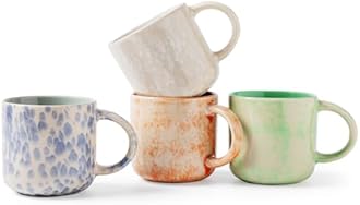 MONITO 12 OZ Coffee Mugs Set of 4, Modern Ceramic Coffee Mugs Set with handle for Tea/Latte/Cappuccino/Milk/Cocoa.