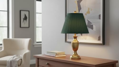 Image of Aspen Creative 33053, Hardback Empire Transitional Spider Lamp Shade, Mushroom Pleated Dark Green, 7 inch Top x 13 inch Bottom x 10 inch Slant