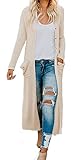 HZSONNE Women's Boho Long Casual Cardigan Long Sleeve Button Down Front Pocket Knitted Sweater Blouses (Beige, Medium)