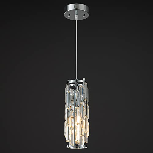 Image of LMQNINE Chrome Pendant Light - Modern Pendant Lighting for Kitchen Island and Bedroom (Chrome 1-Pack)