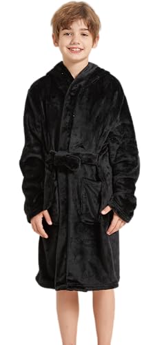 Boys Hooded Bathrobes Girls Soft Plush Fleece Robe Toddler Fuzzy Pajamas Kids Warm Sleepwear
