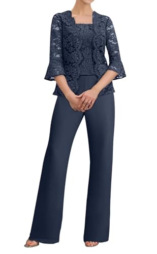 3 Piece Mother of The Bride Pant Suits for Wedding Women's Pantsuits Lace Grandmother of The Bride Pant Suits2