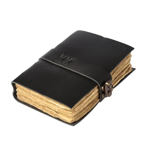 Carnet de notes en cuir vintage avec cadenas noir 8x6 fait main